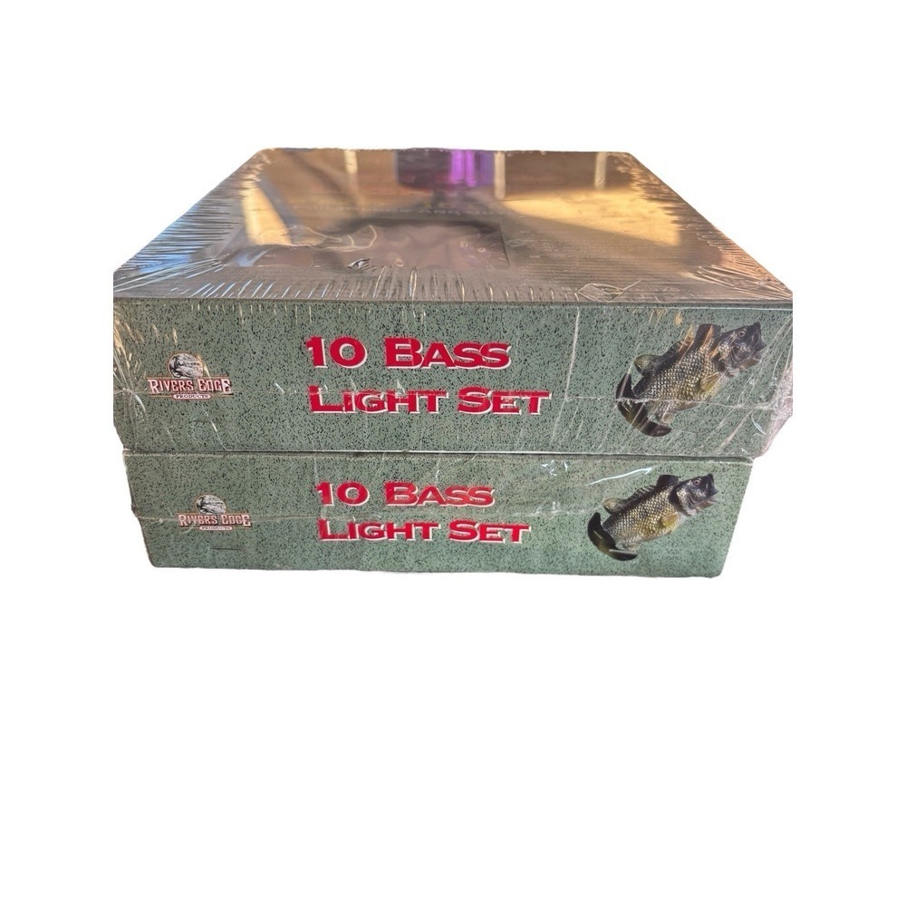 Lot Of  2 Rivers Edge Bass Fish String Light Set 10 Ft Weather Resistant - Picture 3 of 4